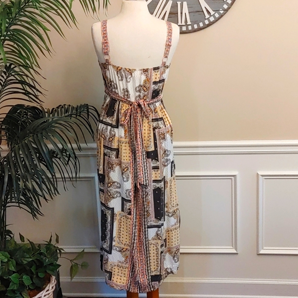 Matilda Jane Perfectly Paisley maxi v-neck with pockets and Belts Size M - Picture 9 of 13